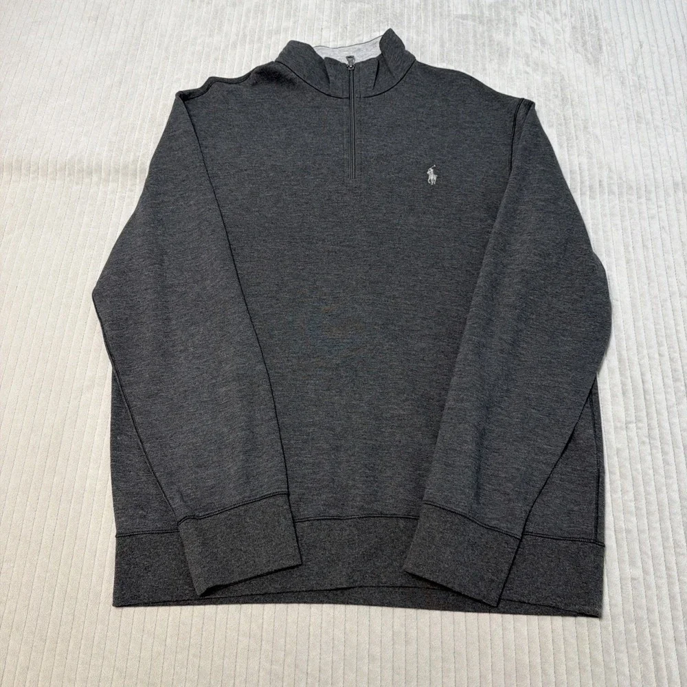 Polo Ralph Lauren Men's L 1/4 Zip Pullover Pony Logo Fleece Performance Gray